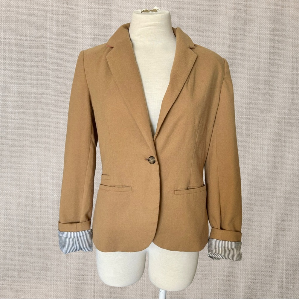 Merona Tan/Beige Wool Blend Button Up Blazer Jacket